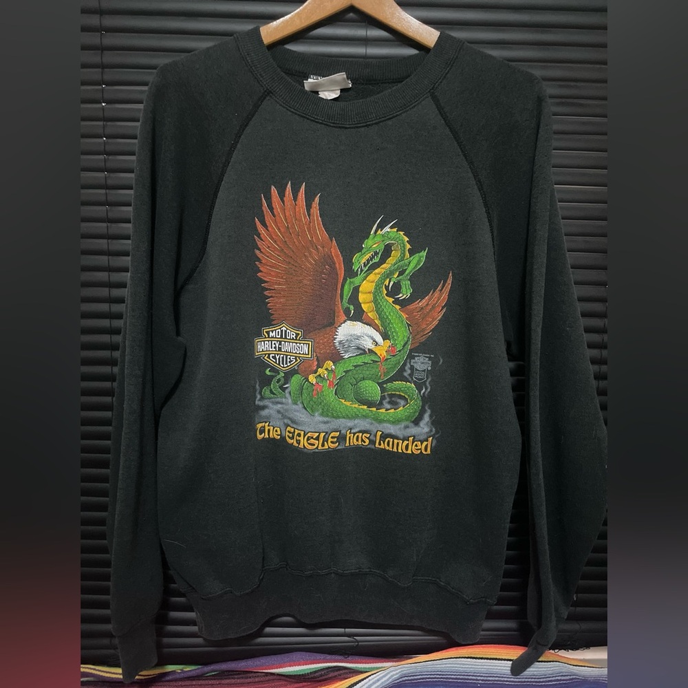 Vintage 1988 Harley Davidson Holoubek The Eagle has Landed Sweatshirt XL